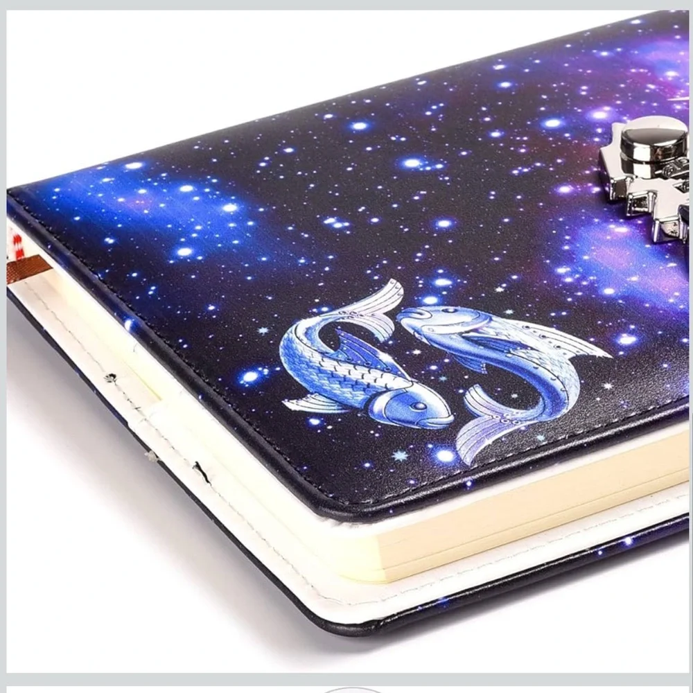 ✨Pisces Zodiac Lock Journal – Celestial Galaxy Design